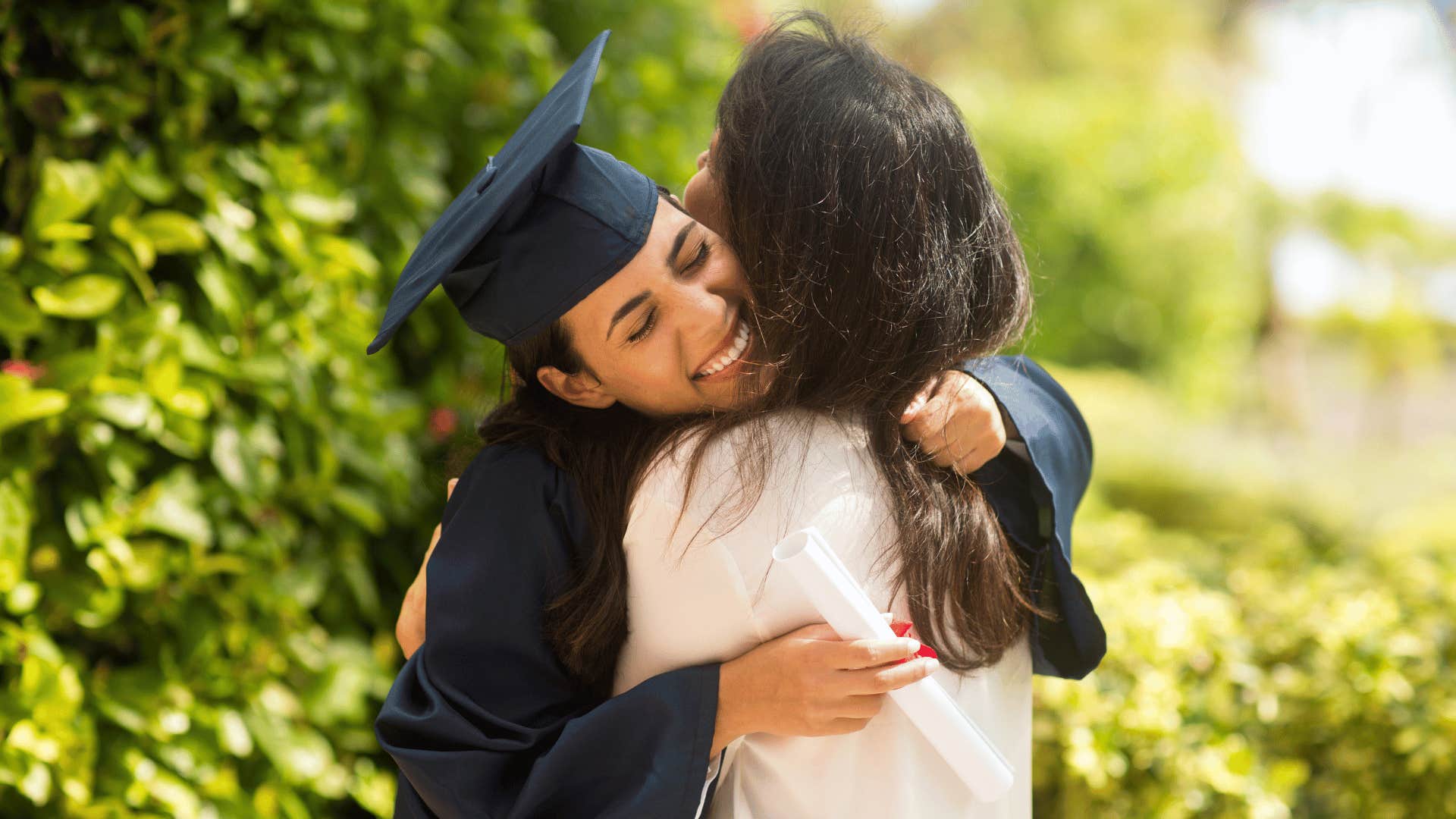 graduate student hugging mom 