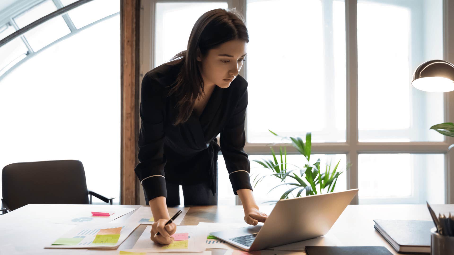 woman working on laptop