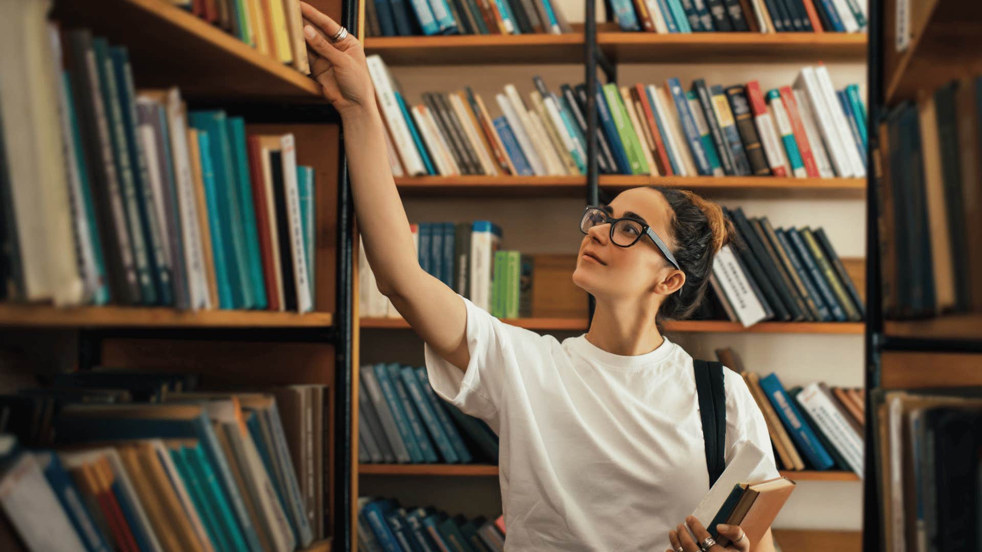 woman at a library