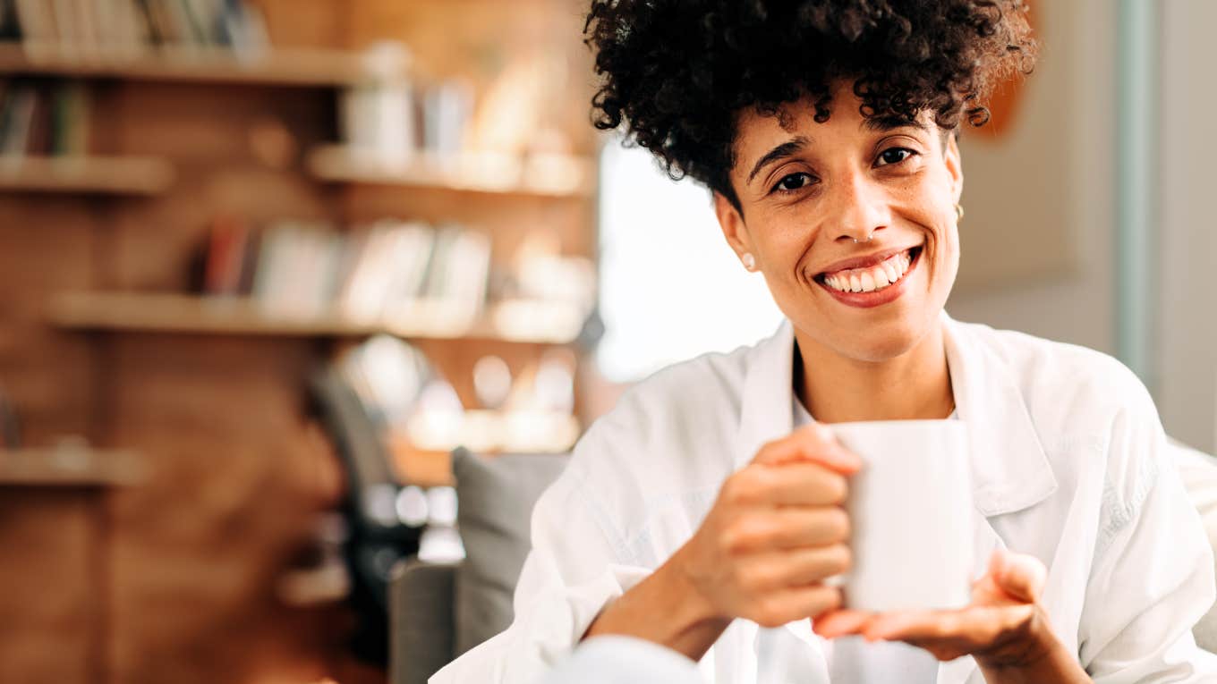 Woman starting her morning with simple habits