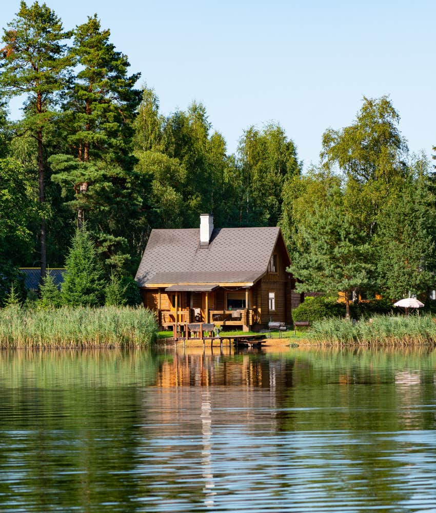 Small lake house in the woods