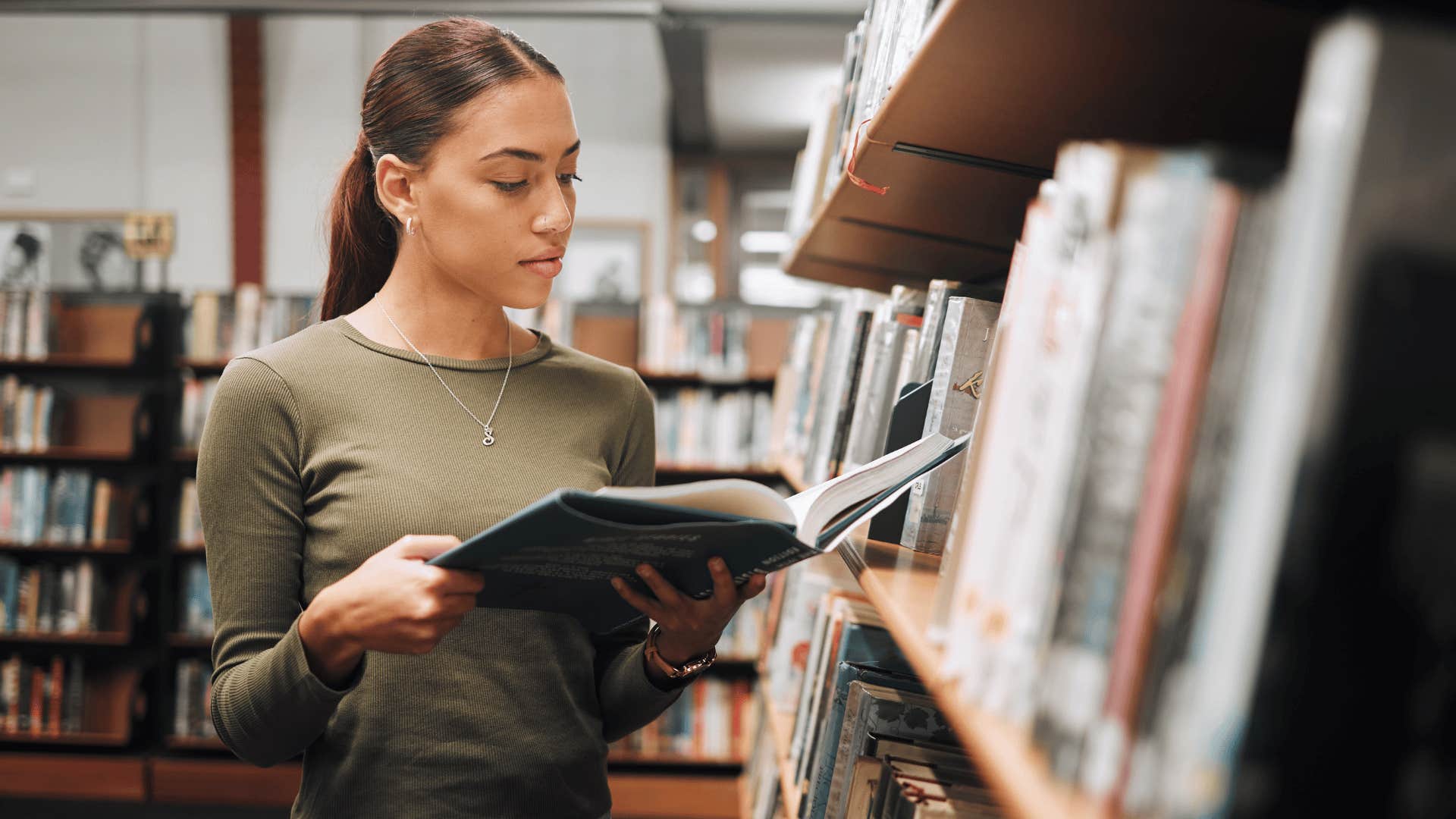 woman at library