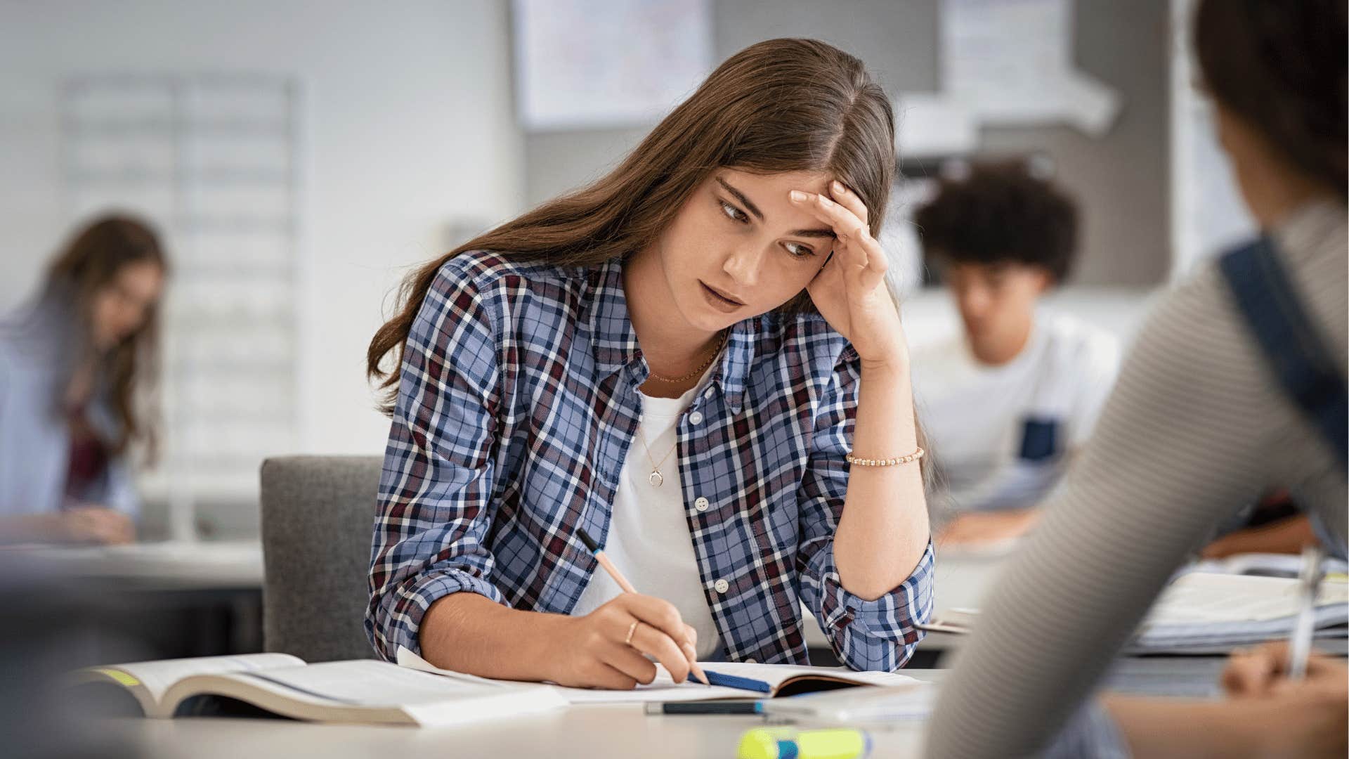 student taking a test