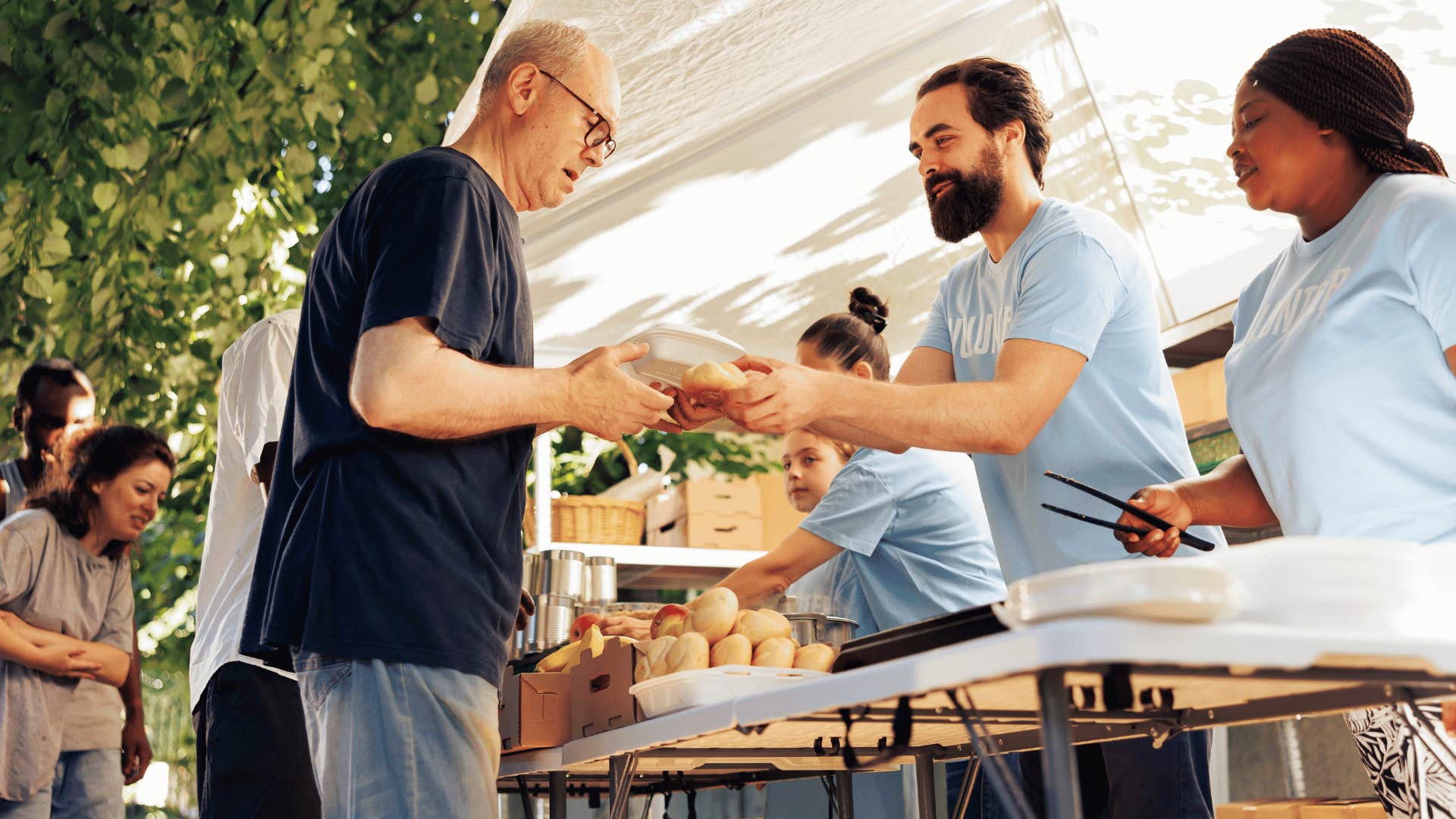 man volunteering