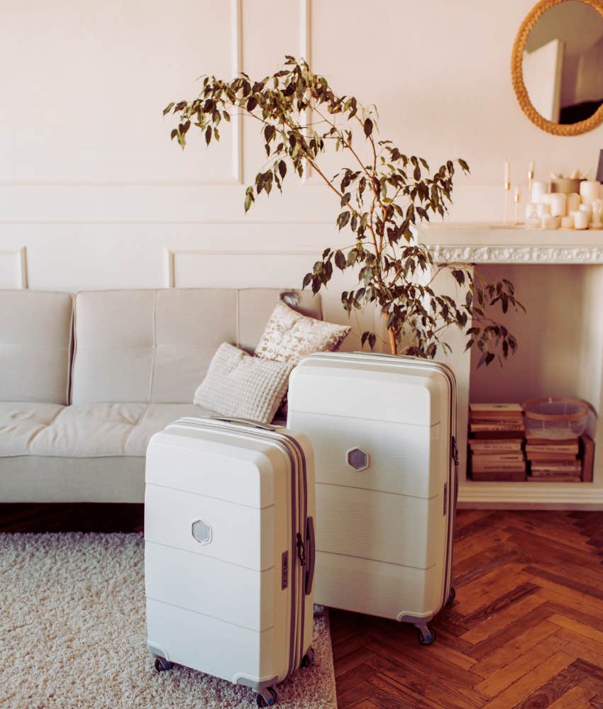 suitcases in living room