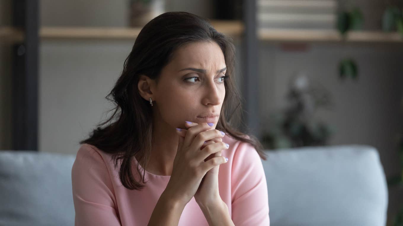 Anxious woman abandoning herself to please others