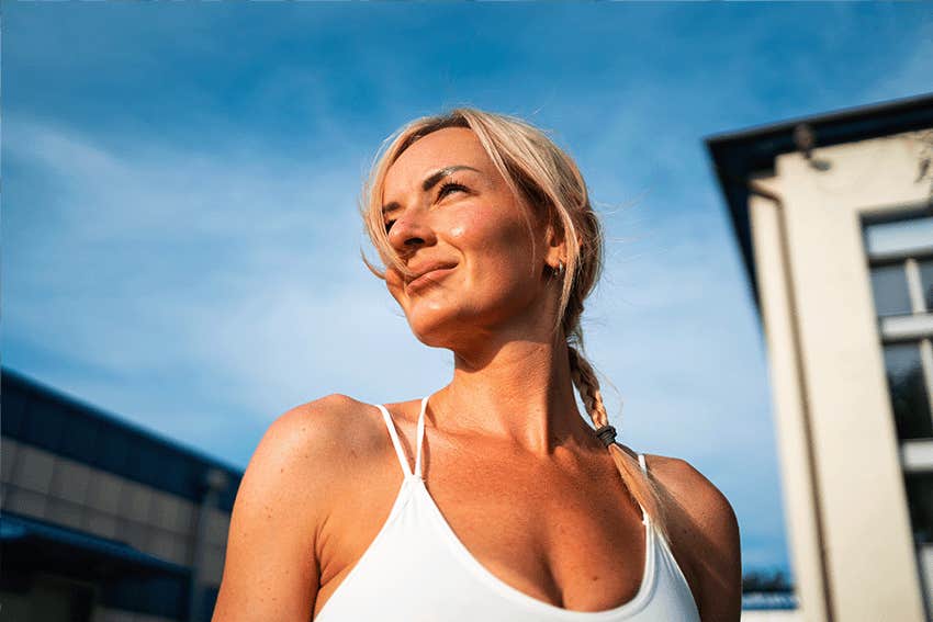 confident woman looking into the distance