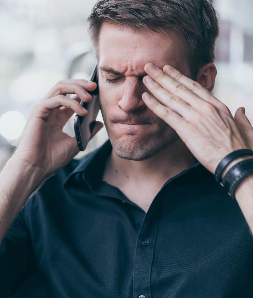 Uncle having an angry conversation over the phone