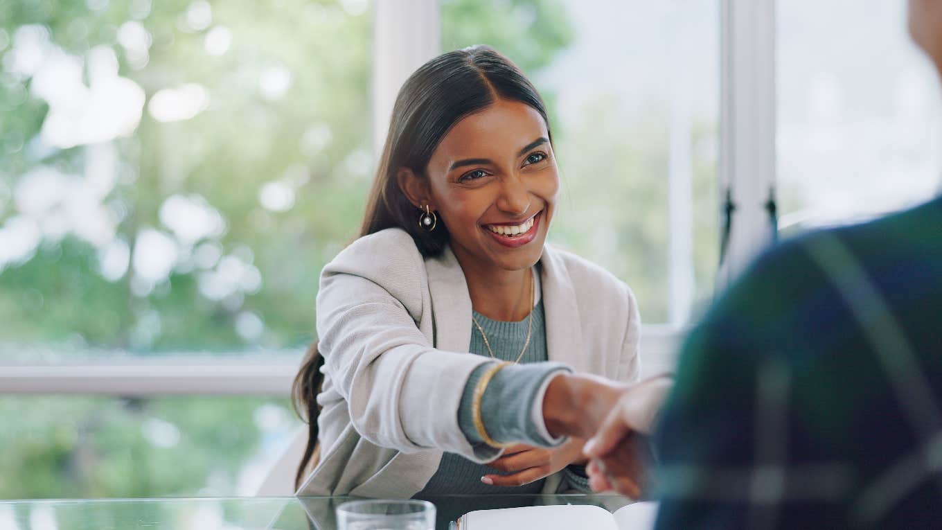 Woman on a job interview