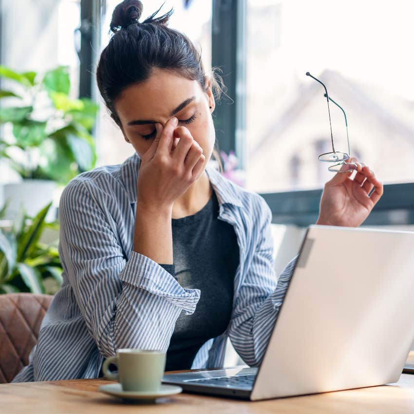 Woman without a job setback bored at work