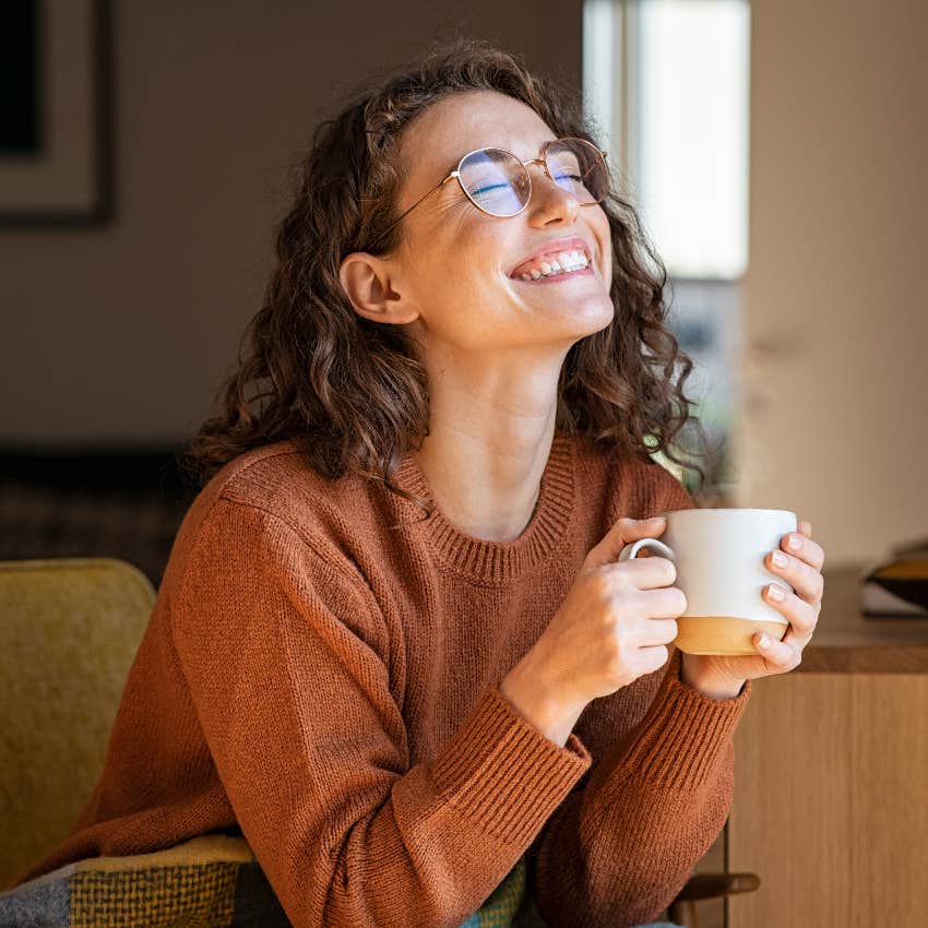 Woman choosing happiness during a hard time