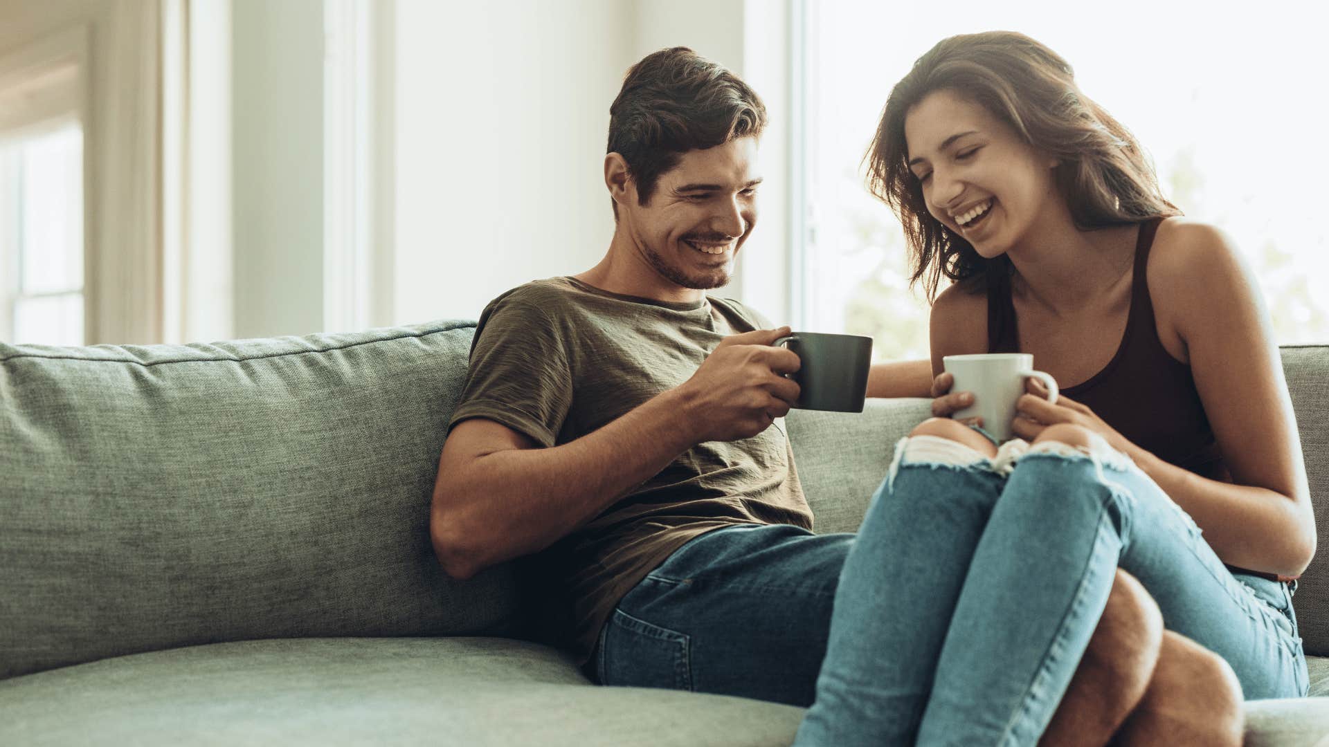 man and woman drinking coffee