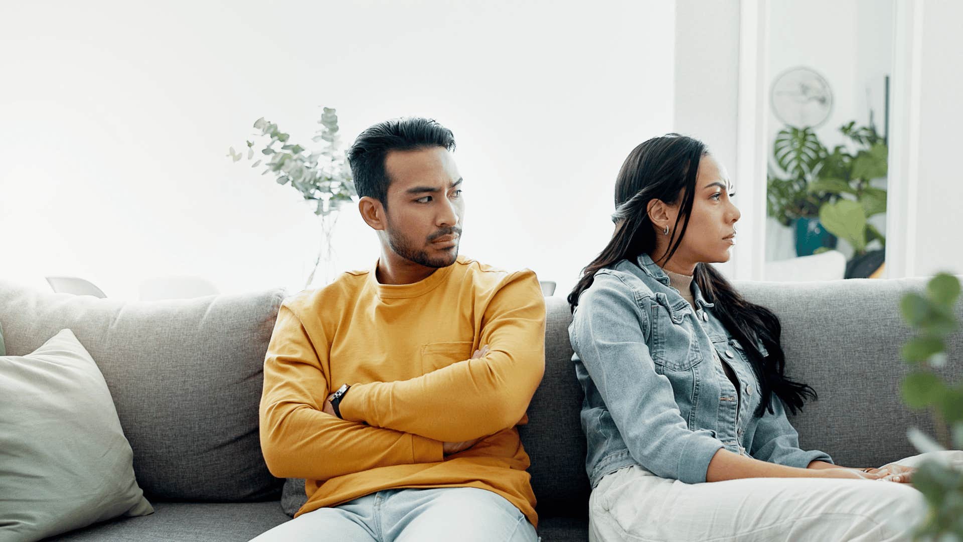 couple ignoring each other