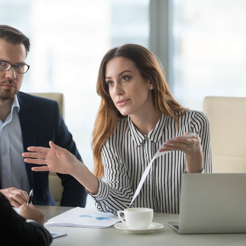 Woman at work responding to disrespect