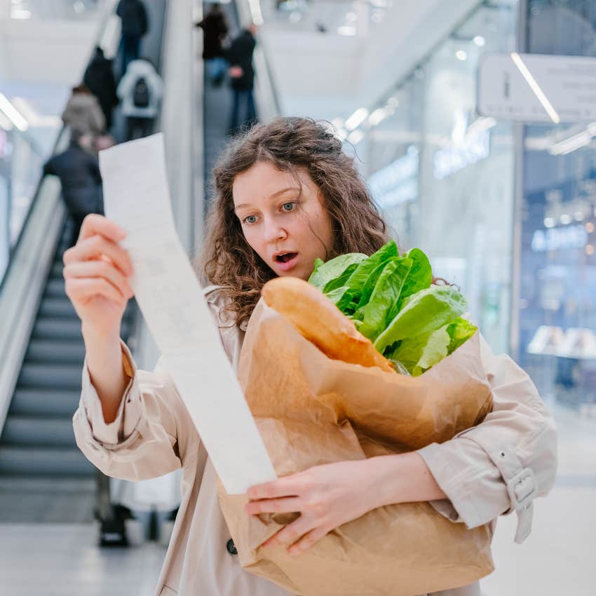 Woman shocked about high grocery prices