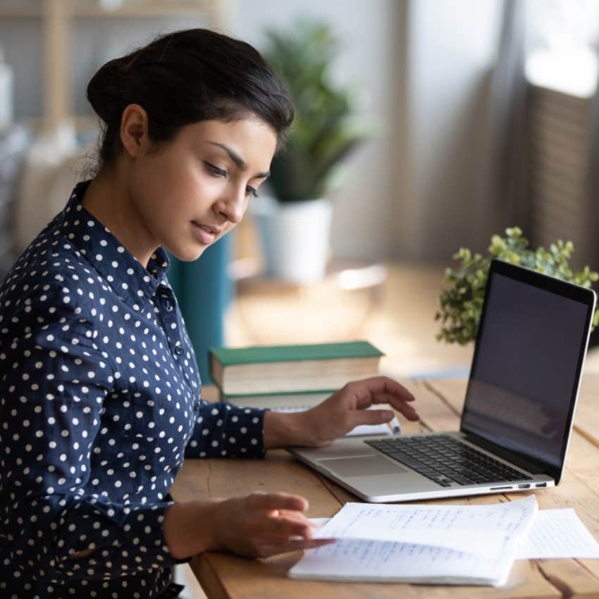 woman studying