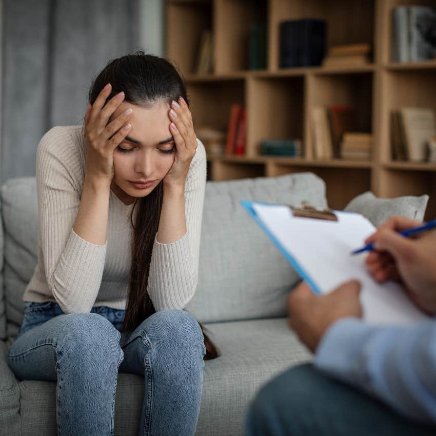 Woman in therapy learning to set boundaries