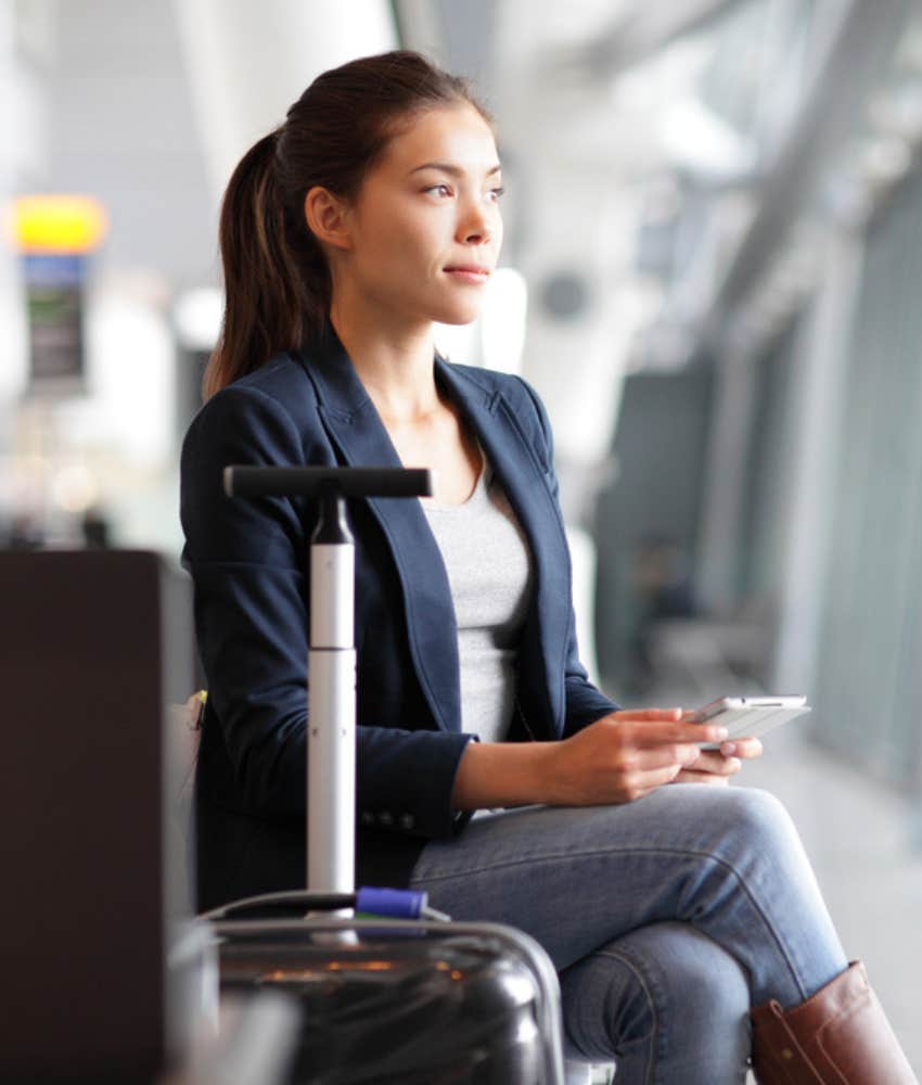 woman waiting in airport