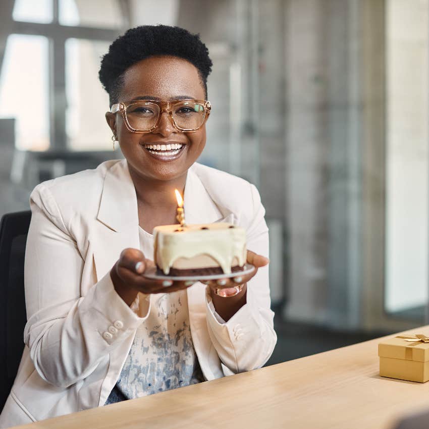 Woman working on her birthday