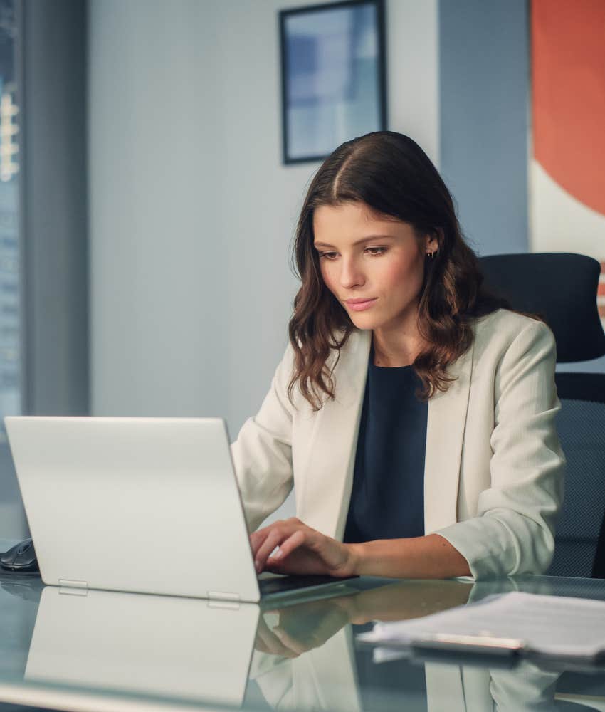 Woman working on computer in an office