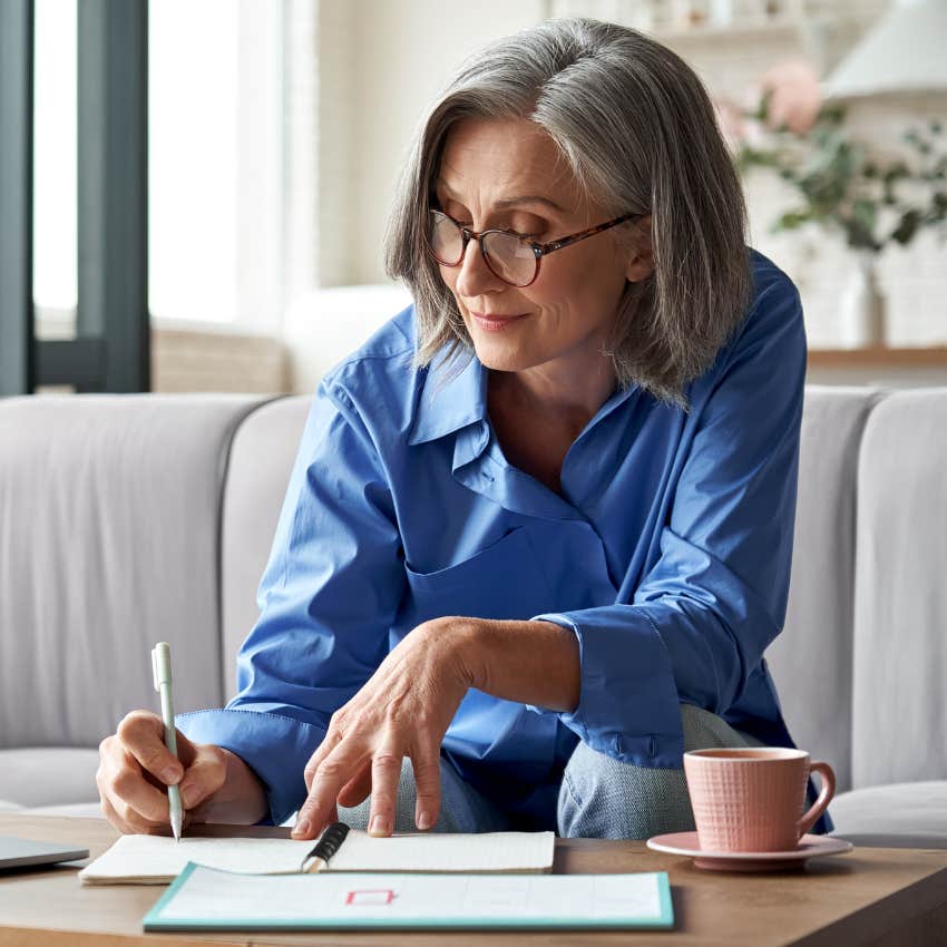 Woman working on a perspective shift. 