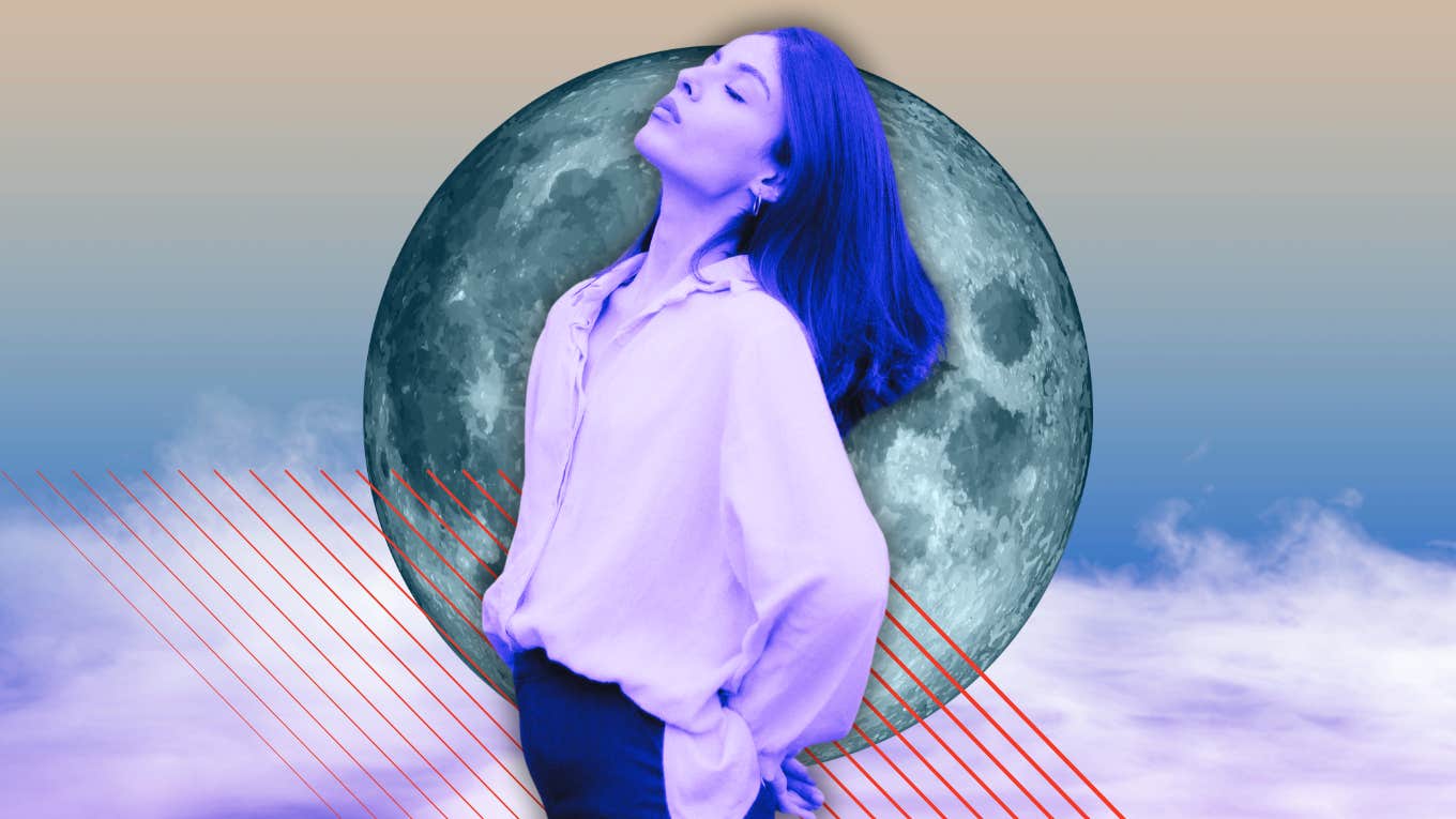 woman having transformative experience during super blue moon august 19