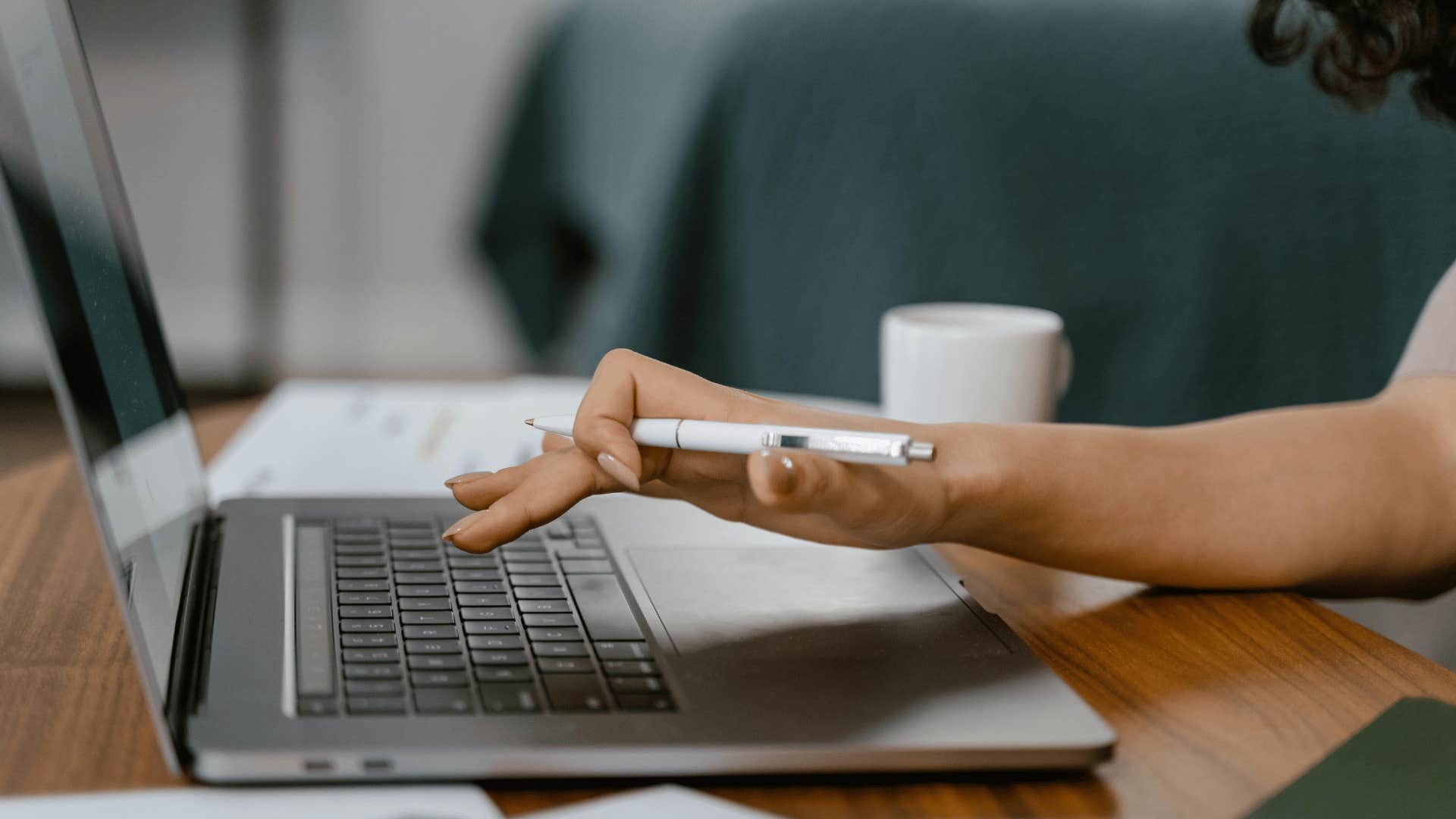 woman using laptop