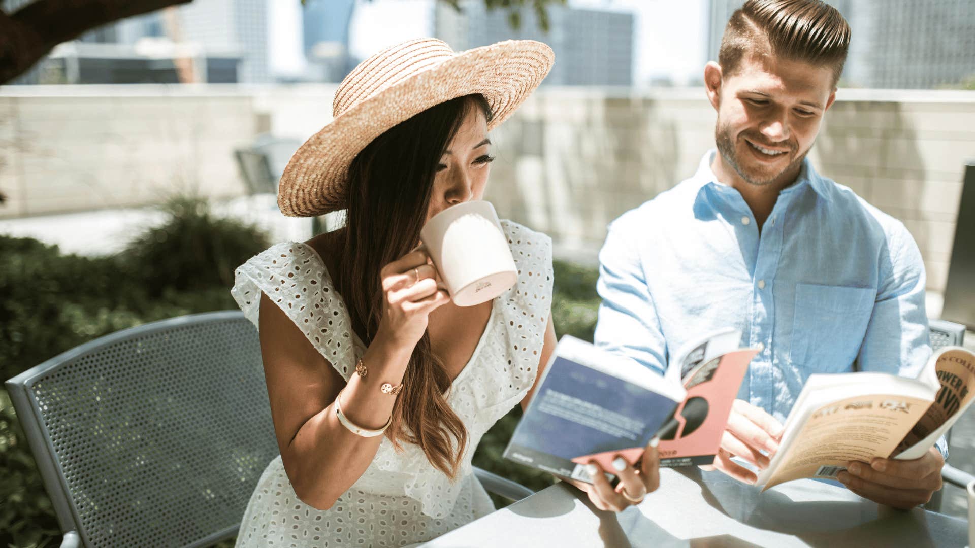 couple reading books together