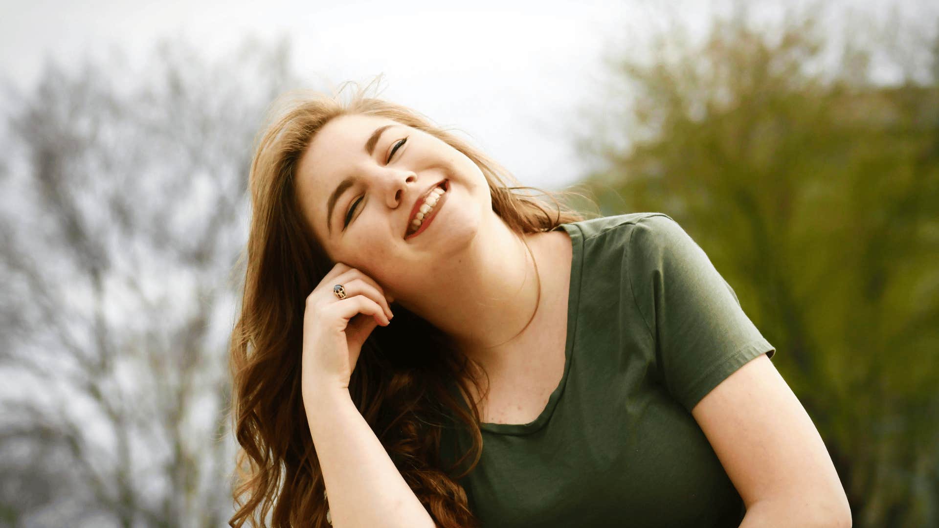 smiling woman outdoors