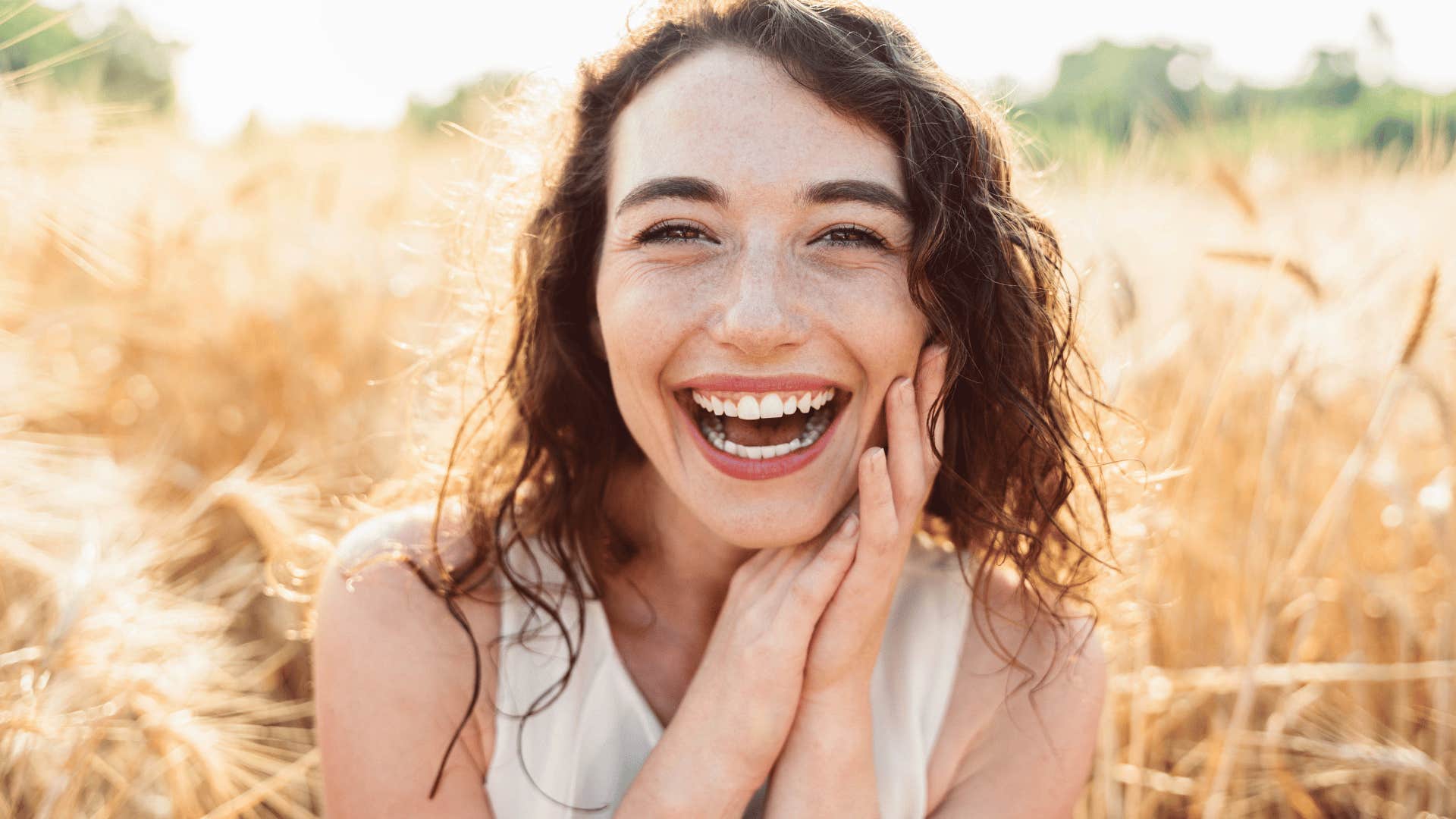 beautiful young woman laughing