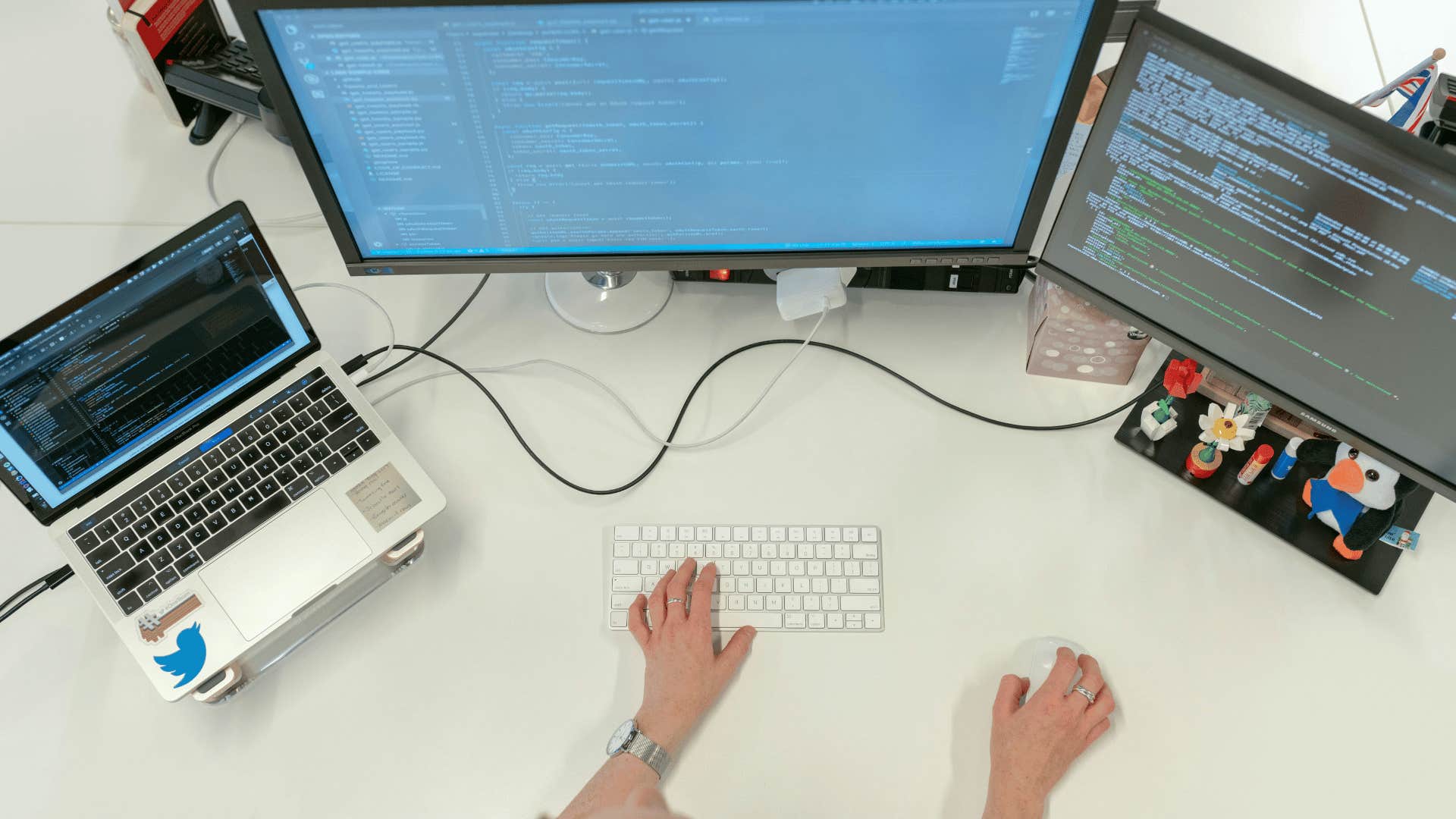 woman's workspace clutter free