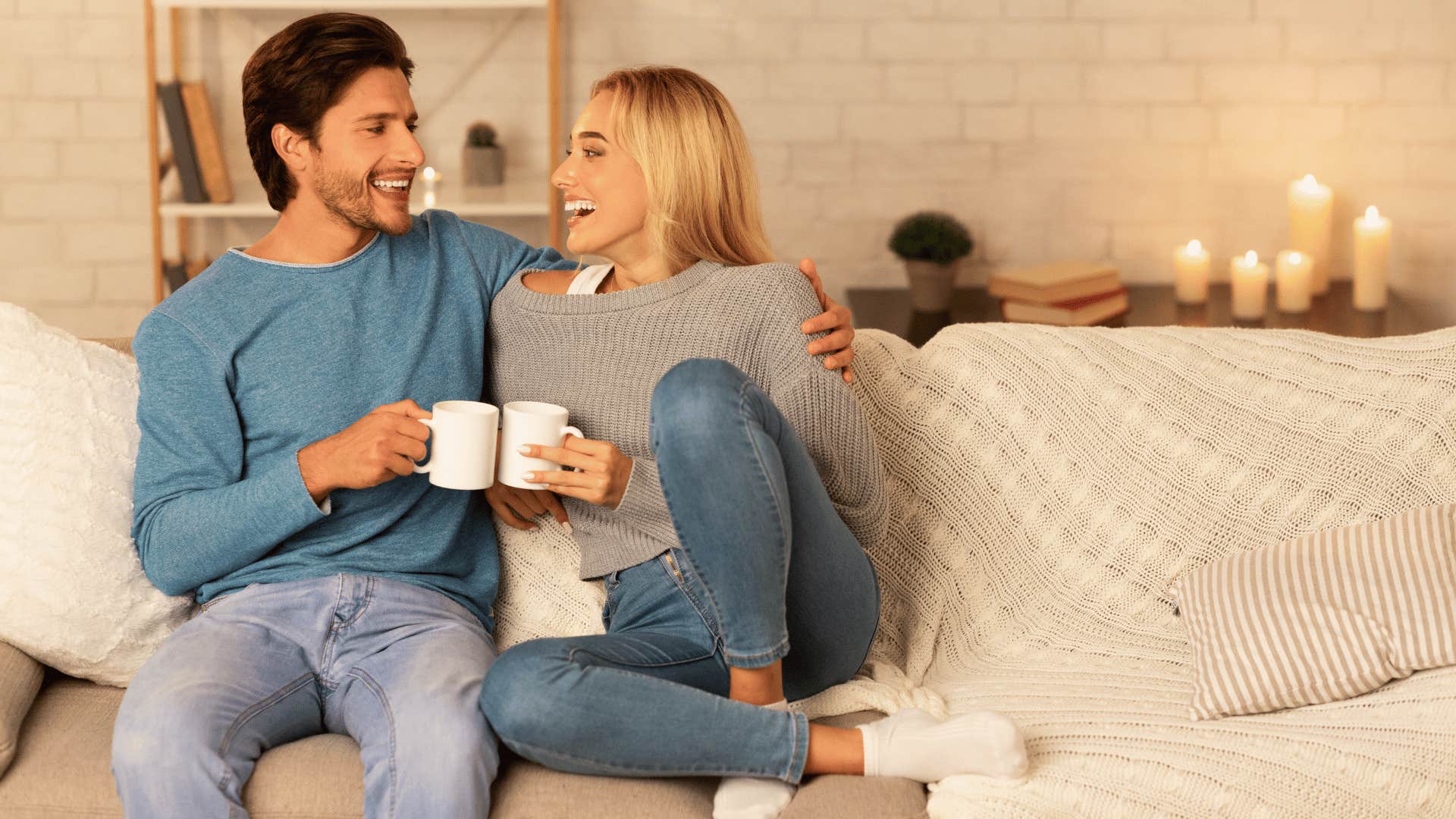 couple having a romantic night home