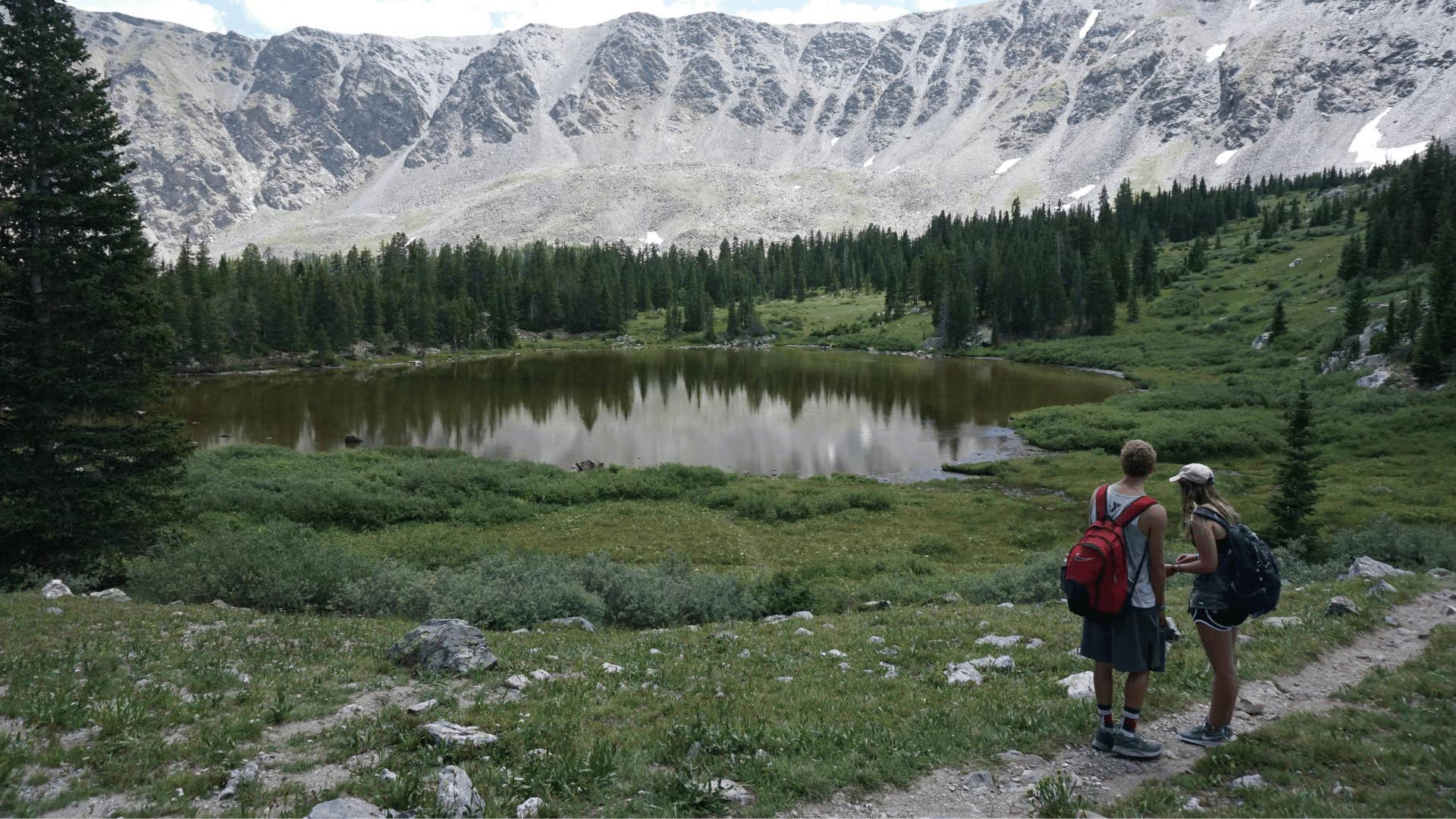 couple hiking outdoors together