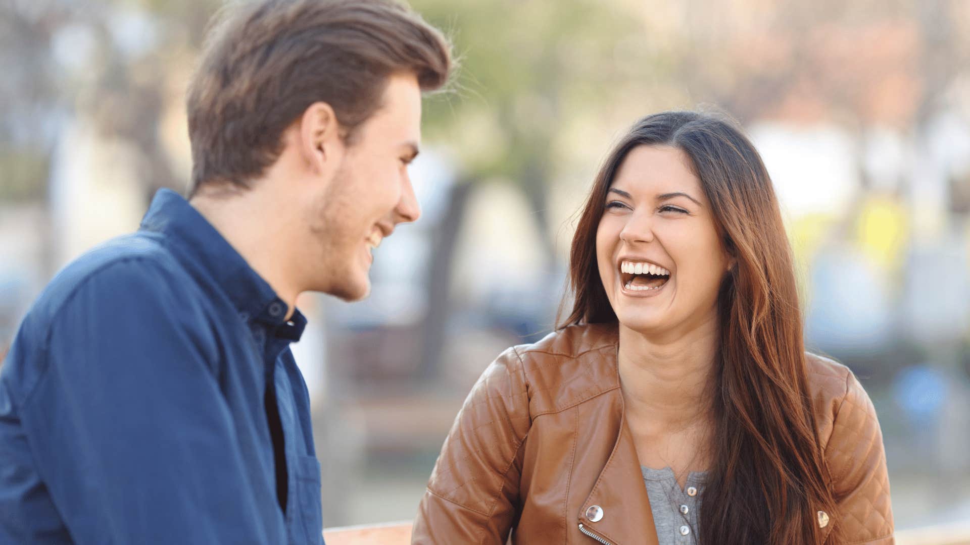 couple laughing together