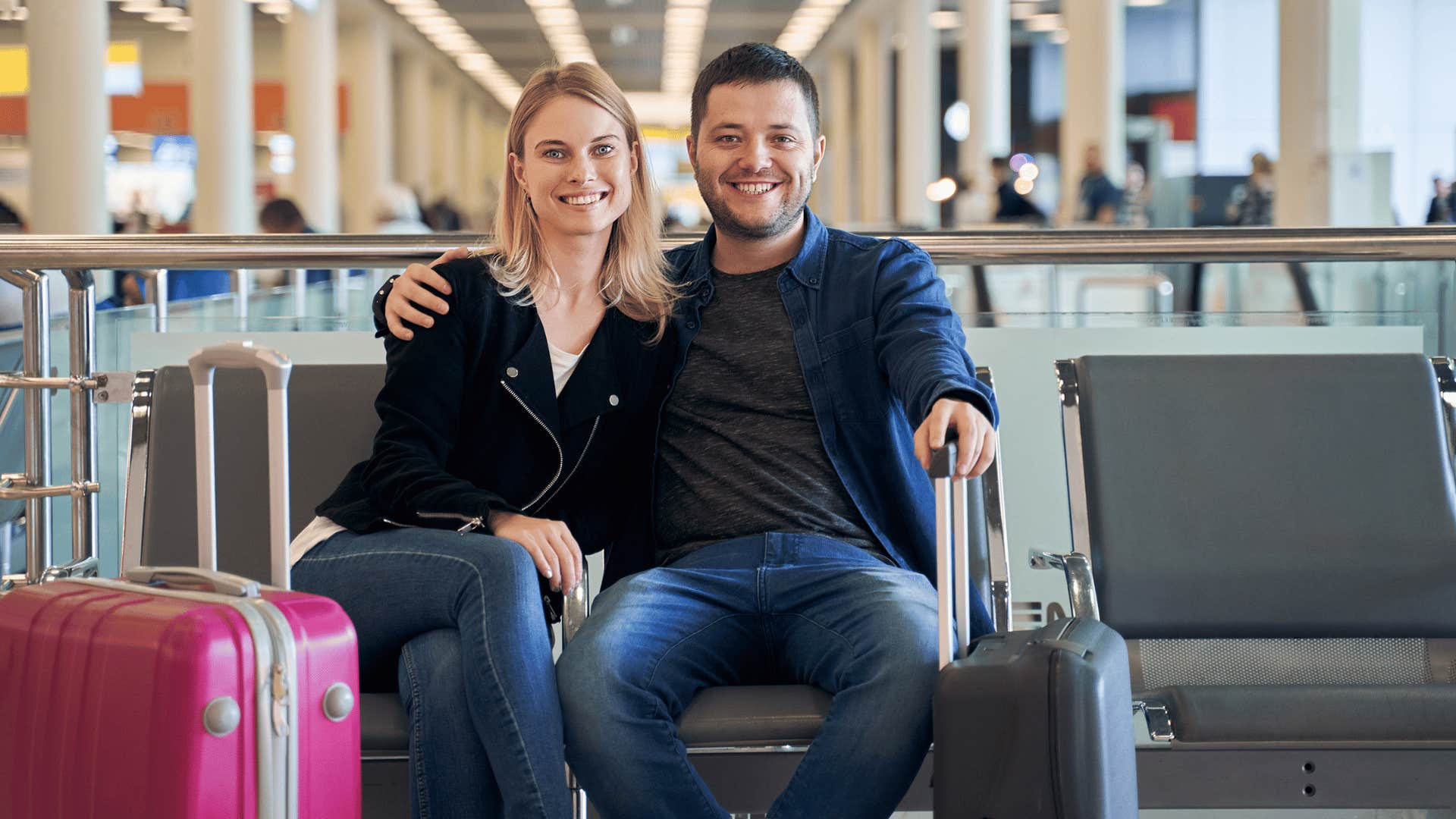 couple sitting in airport together