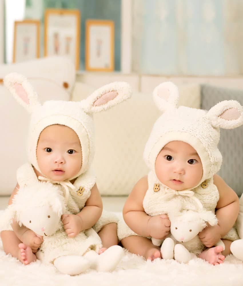 adorable babies in bunny ear onesies