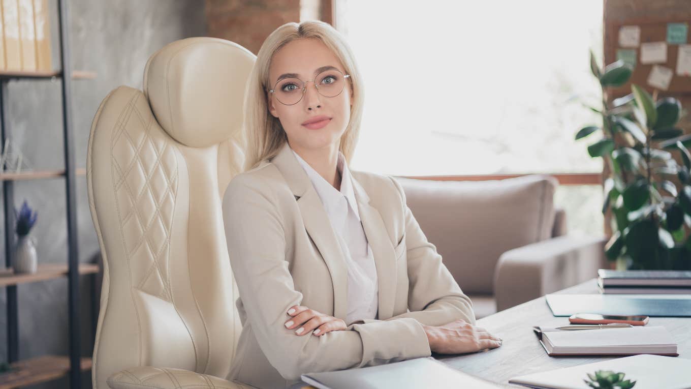 Attorney sitting at her desk