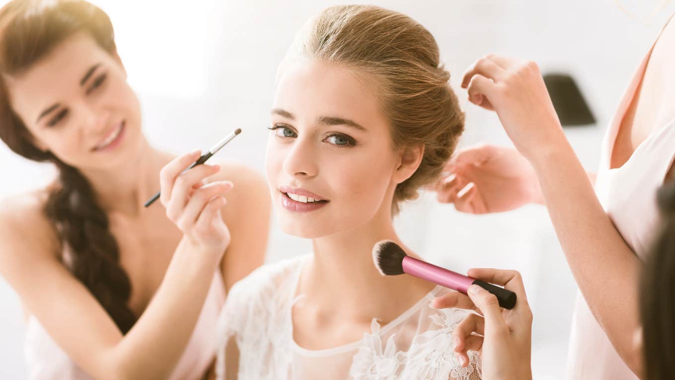 Bride-to-be getting makeup done