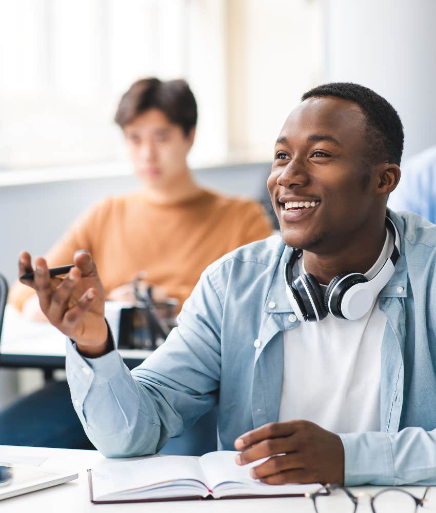 College student in class