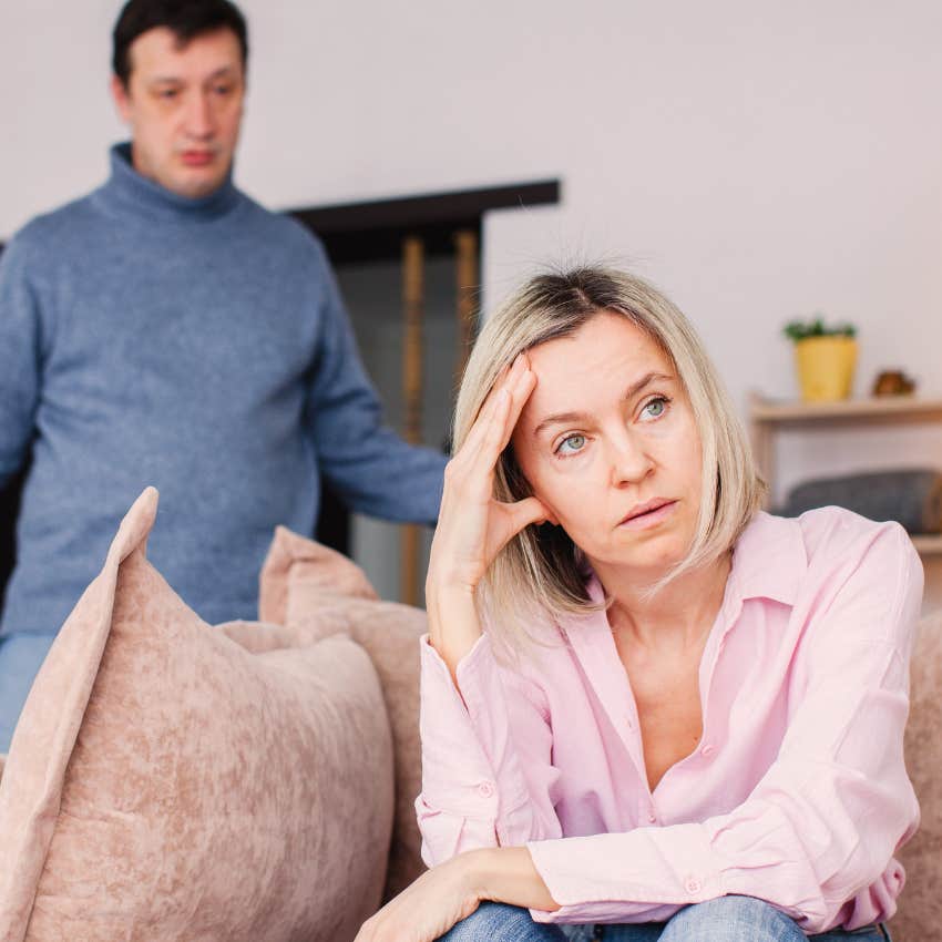 Girlfriend looking angry after an argument with her partner. 