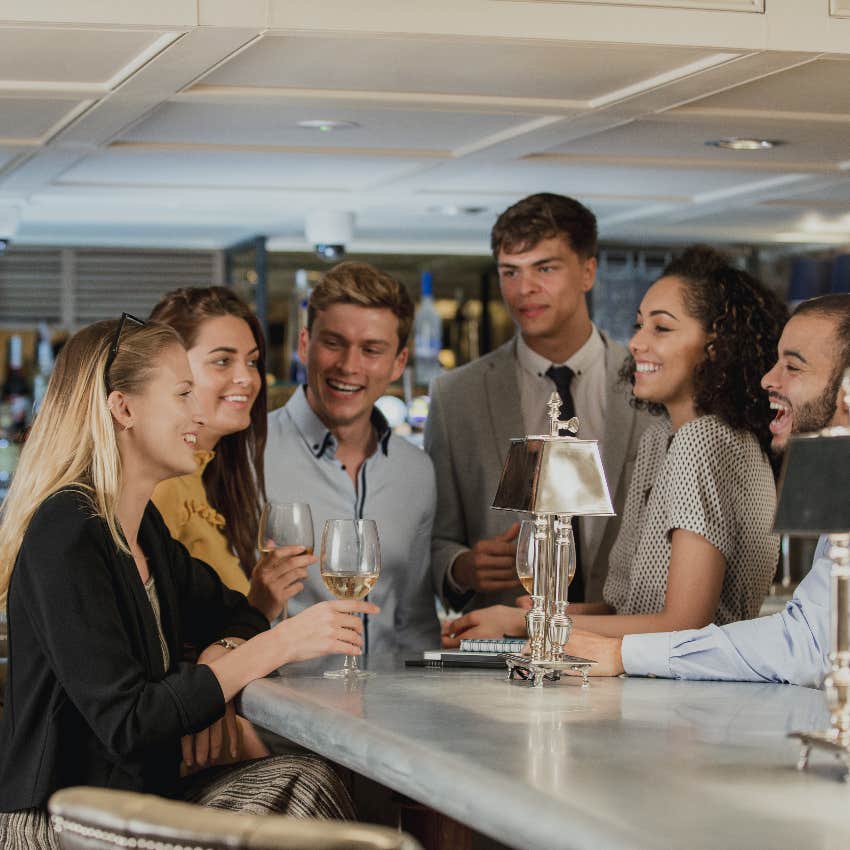 Coworkers socializing at happy hour