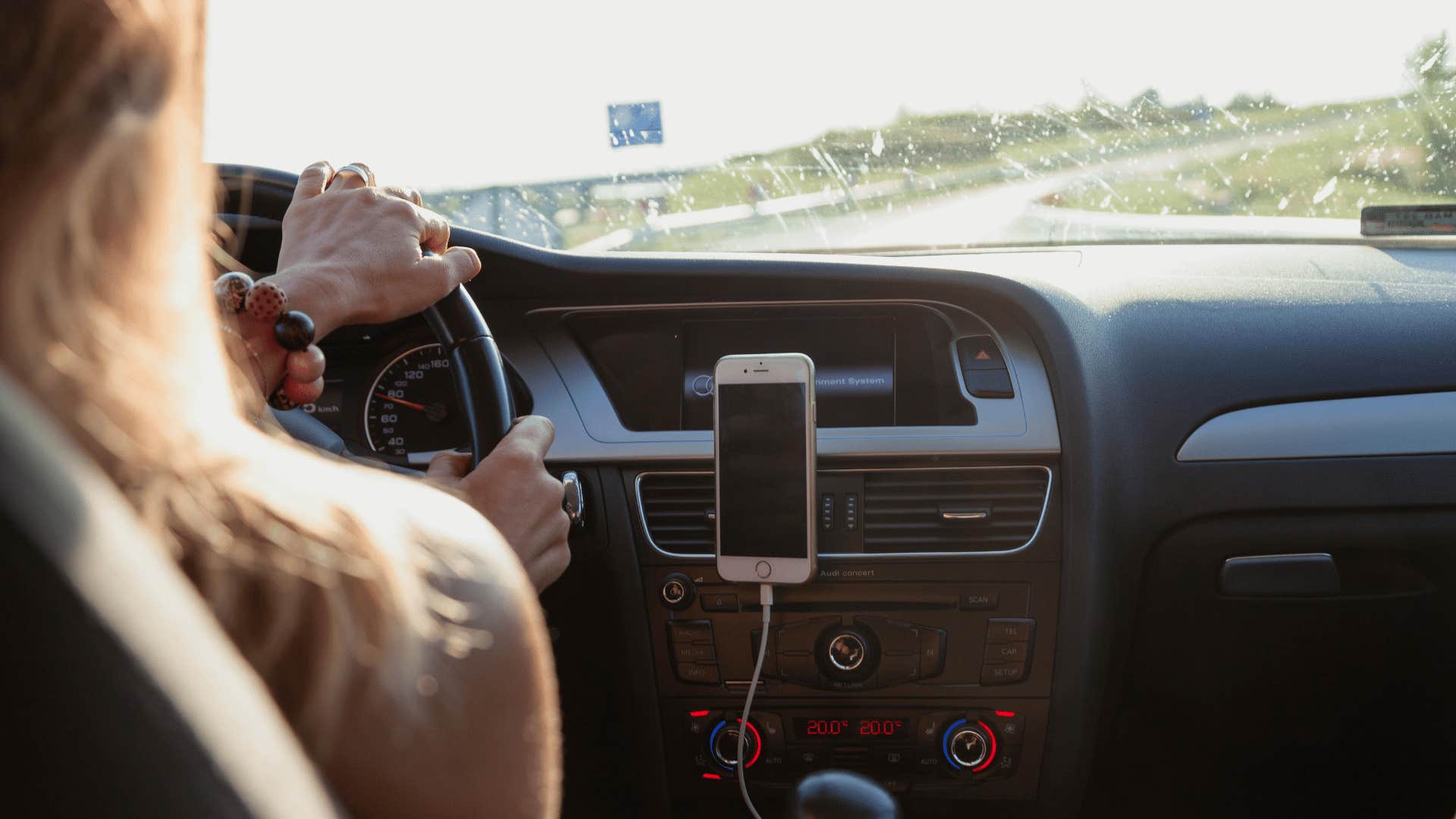 woman in car