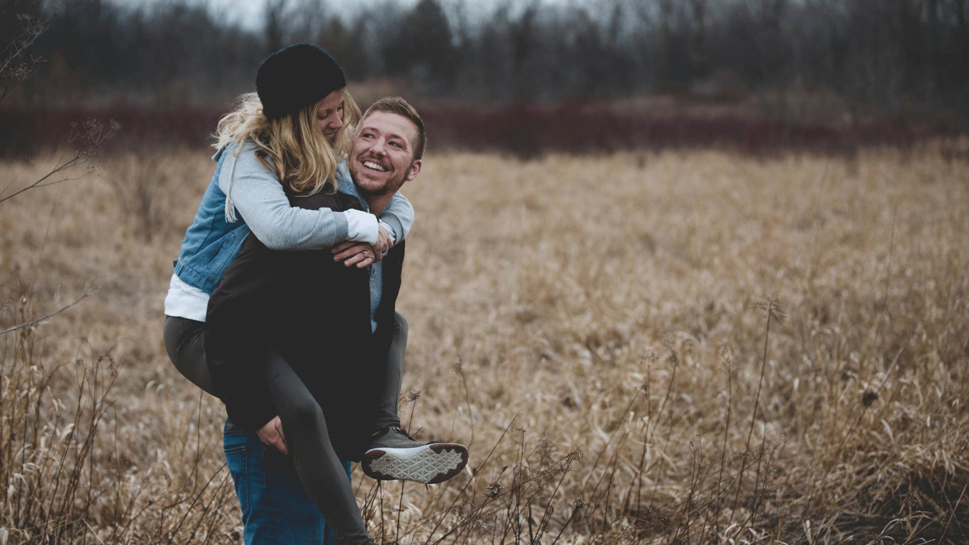 man celebrating wife