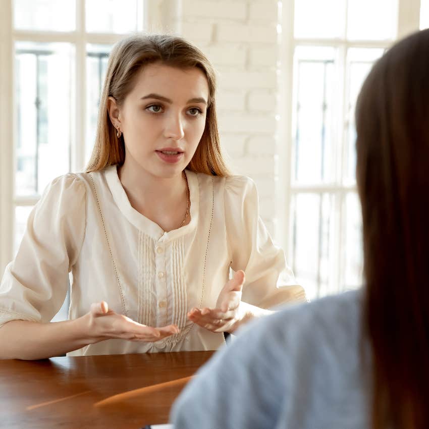 Worker talking to micromanaging boss