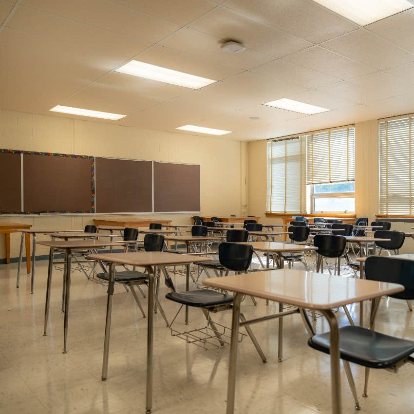 Empty classroom with no decorations