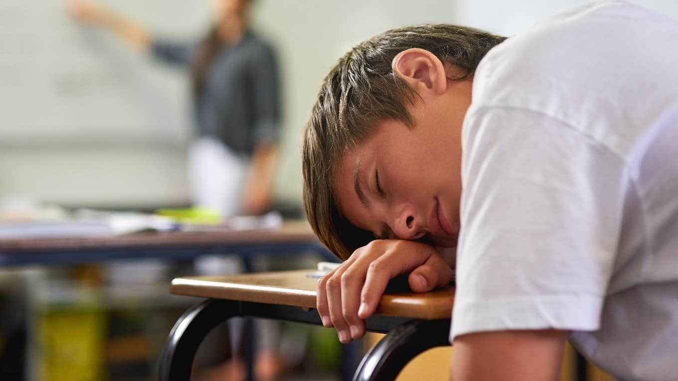 Kid sleeping in class