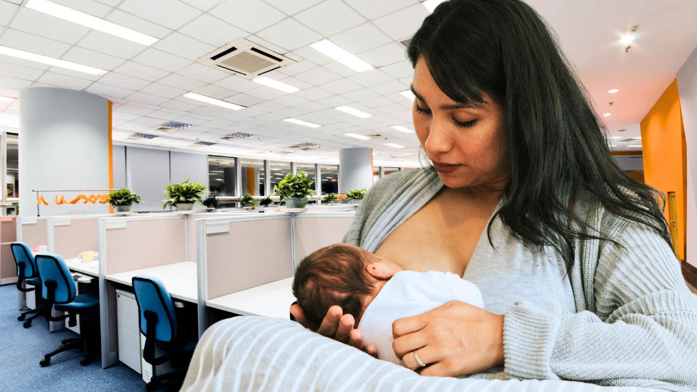 Woman breastfeeding and being fired.