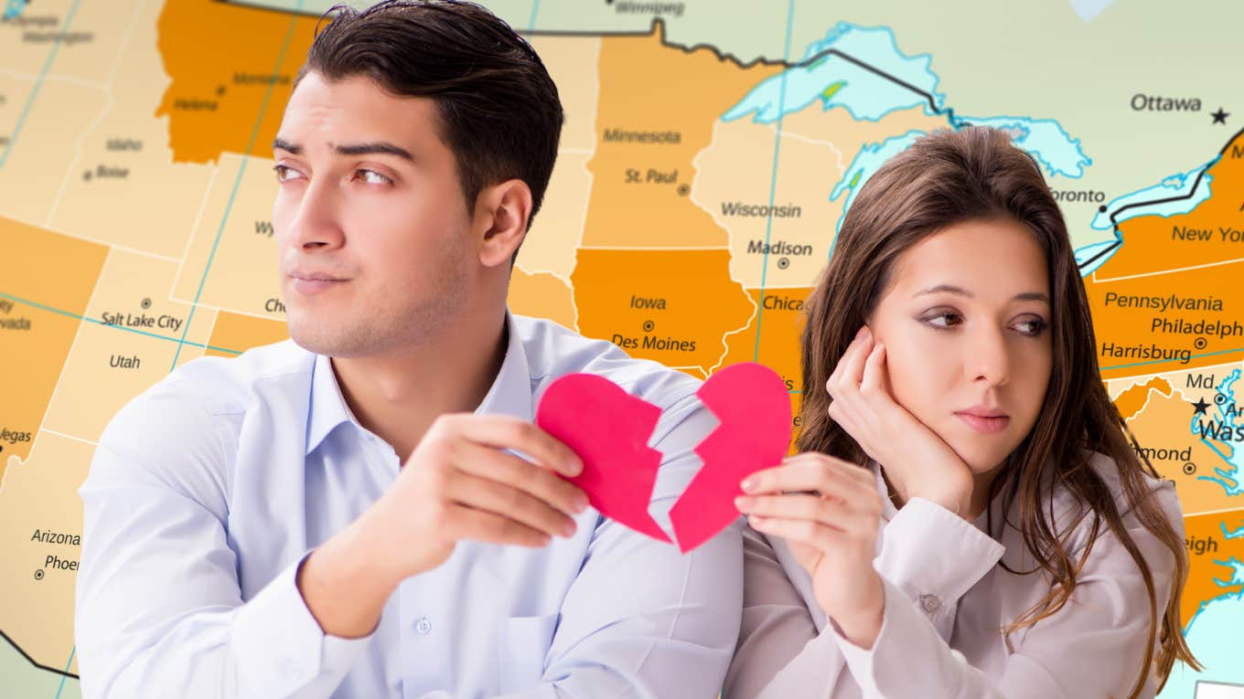 divorcing couple and US map