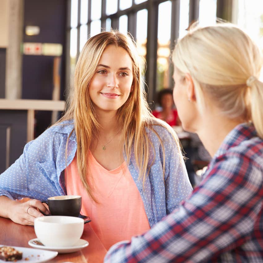 Envious friends talking in a coffee shop together. 