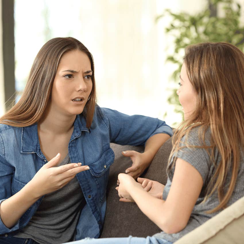 friends having serious conversation